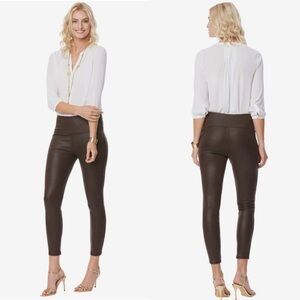 NYDJ ESPRESSO COATED HIGH WAIST STRETCHY LEGGINGS
